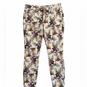 Tommy Bahama Denim Skinny Ankle French Creme Tropical Print Pants 31x28